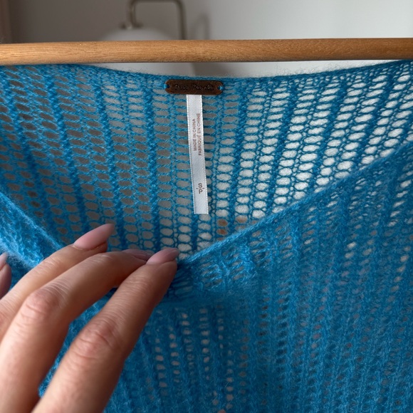 Free People Cashmere Loose Knit Pullover Blue Oversized Sheer – S - Picture 3 of 10